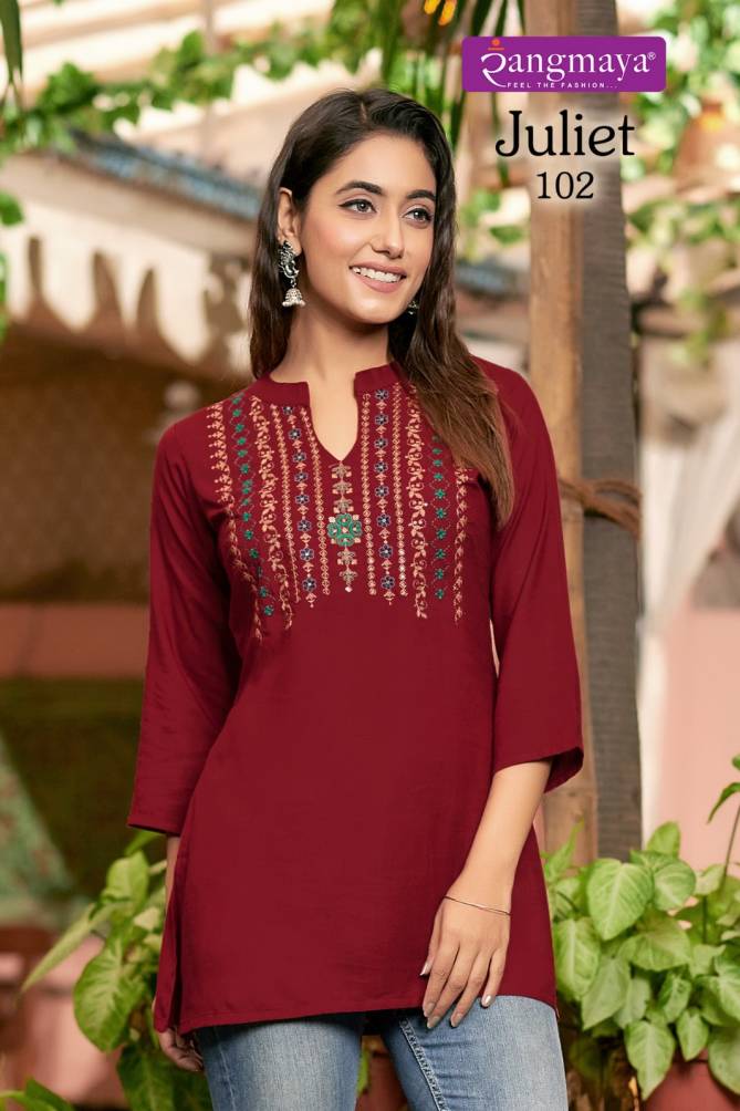 Juliet By Rangmaya Rayon Tunic Ladies Top Wholesale Price In Surat